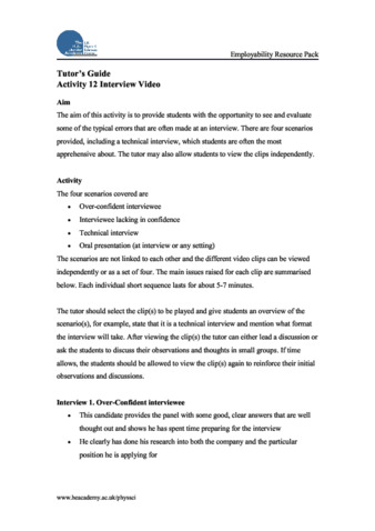 Activity 12 Interview scenarios exercise : tutor thumbnail