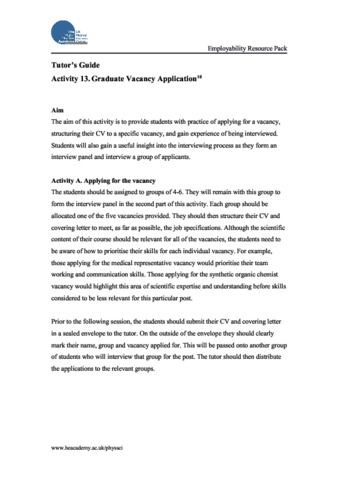 Activity 13 Graduate vacancy application exercise : tutor thumbnail