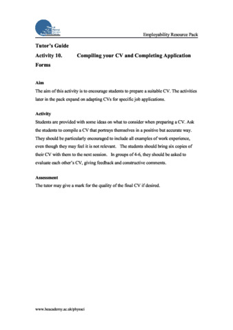 Activity 10 Compiling your CV : tutor version thumbnail